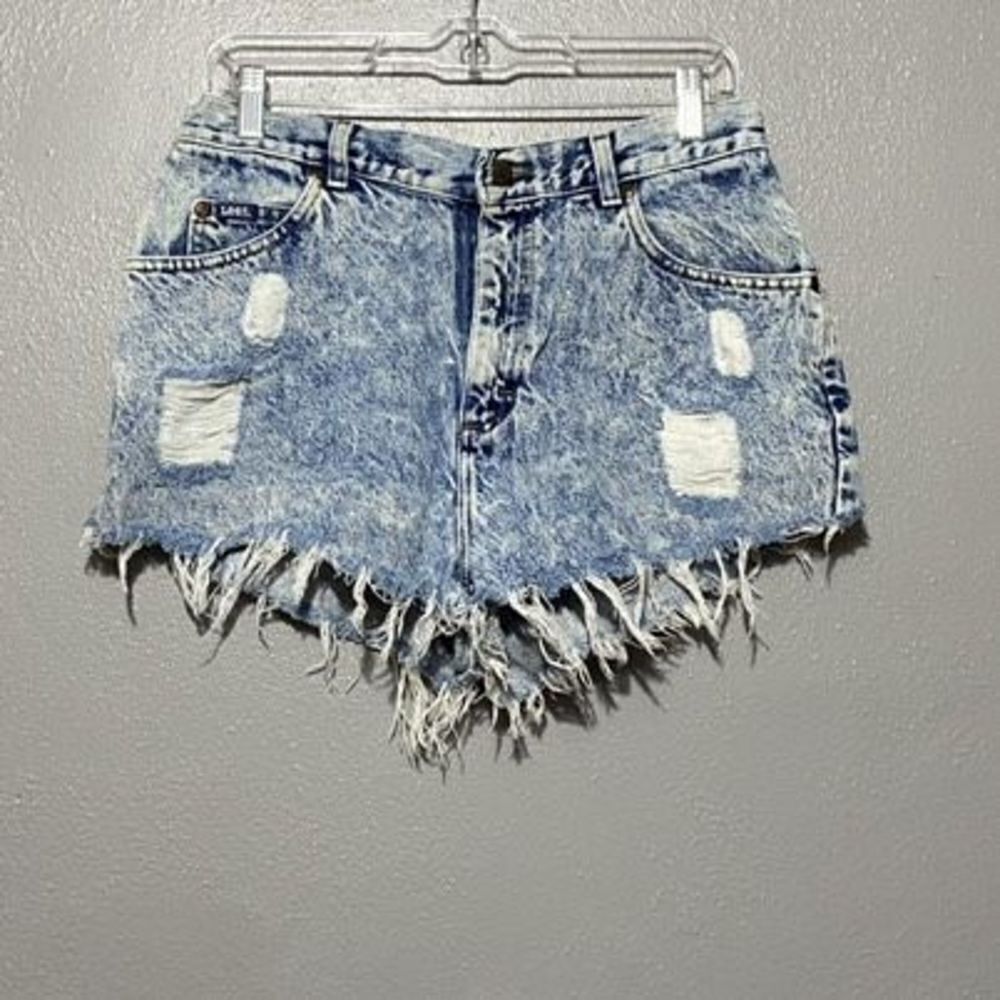 Lee's Blue Distressed Light Wash Cut-out Jean Shorts
